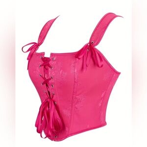 Pink Lace-Up Corset Top